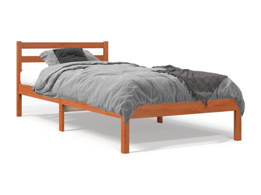 Cadre de lit sans matelas cire marron 100x200cm bois pin massif PVUP20601