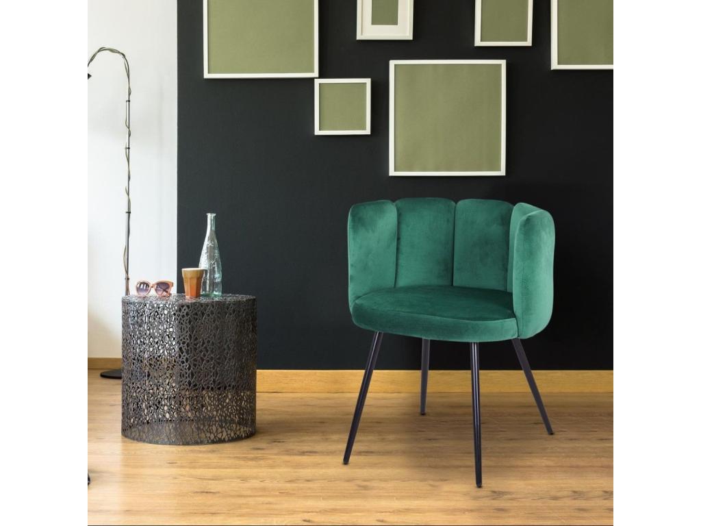 Lot de 2 Chaises Design Velours Agal 75cm Vert QLVI03930