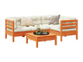 Salon de jardin 5 pcs avec coussins cire marron bois pin massif ISBM08922