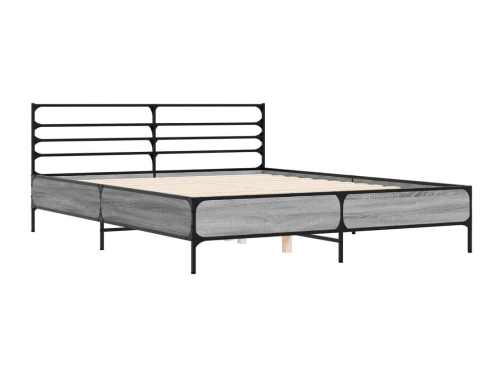 Cadre de lit Artigeo gris 160x200 cm bois d'ingénierie et métal EGJK58517