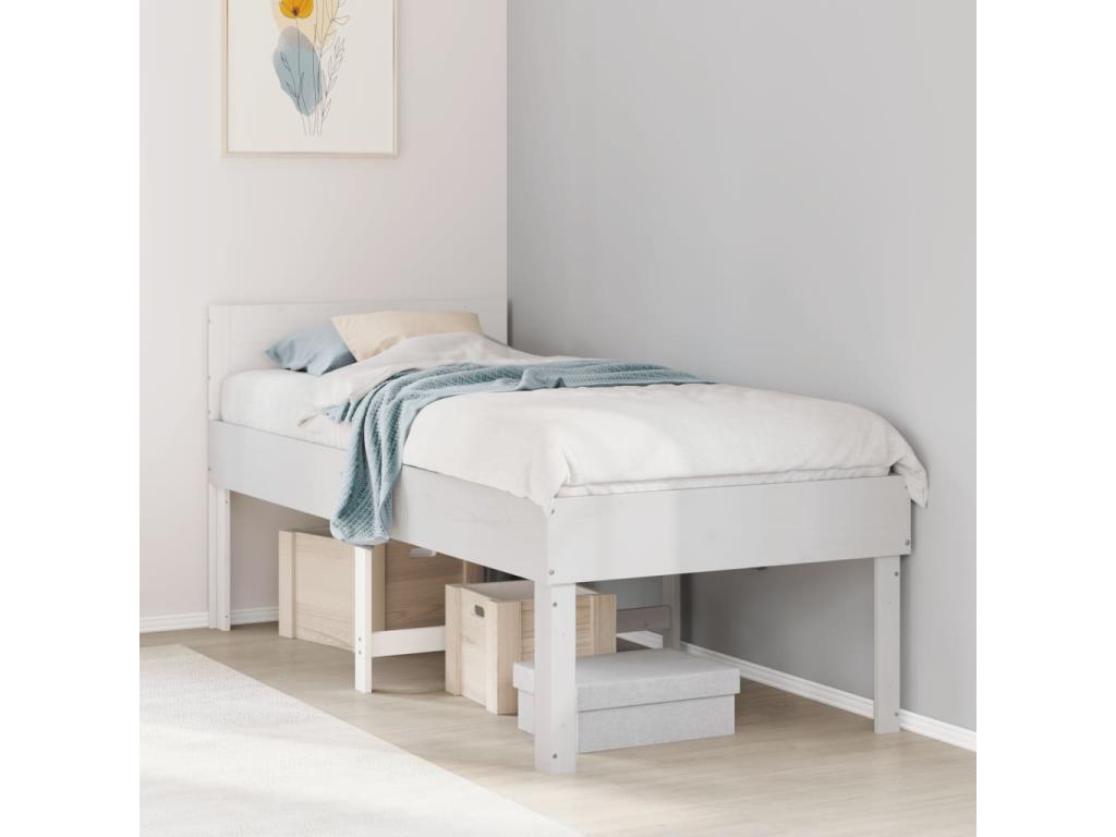Cadre de lit sans matelas blanc 80x200 cm bois massif de pin LVET47447