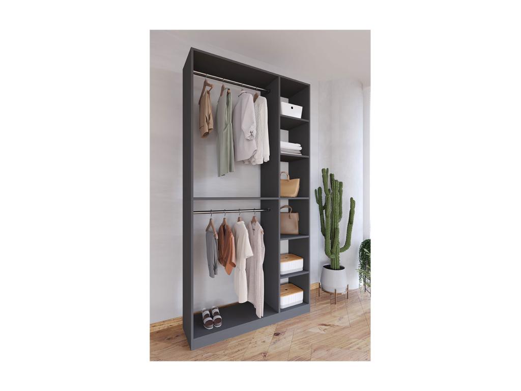 Chezlova bois armoire ouverte walk-in penderie barre de penderie Palosa XL anthracite RFDH47718
