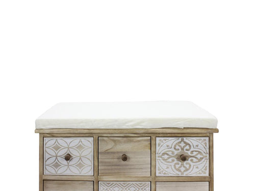 Commode Banc Beige 6 Tiroirs Assise Rembourrée 49x77.5x35 BPIR22466