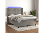 Sommier tapissier matelas et LED Gris clair 140x190 cm Velours PJJN60244