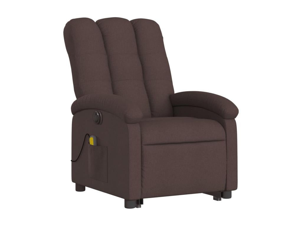 Fauteuil inclinable de massage électrique Marron foncé Tissu GLXM02205