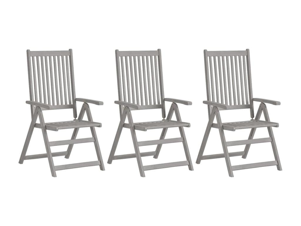 Chaises inclinables de jardin 3 pièces Gris Bois solide d'Artigeo LFXO60619