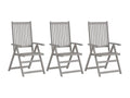 Chaises inclinables de jardin 3 pièces Gris Bois solide d'Artigeo LFXO60619