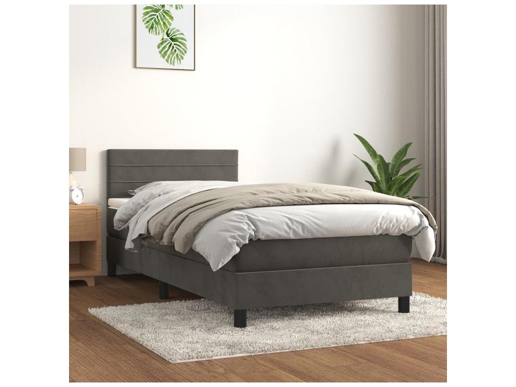 Sommier à Artigeo de lit et matelas Gris foncé 90x200 Velours YSXL81393