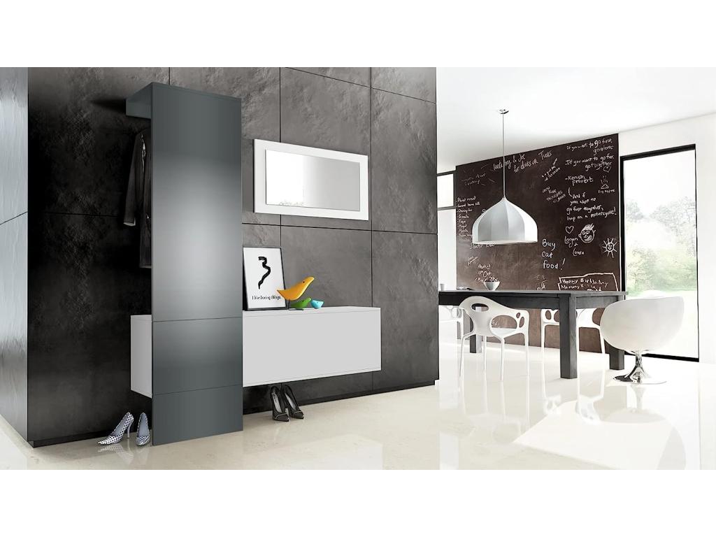 Vestiaire mat blanc panneau en Graphite satiné Mat 156x193x35 cm TYMG60997