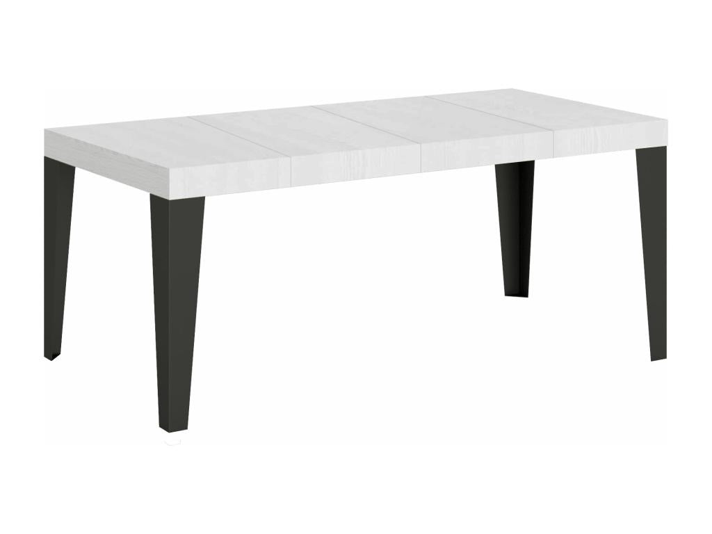 Table extensible 90x90/246 cm Flame Premium Frêne Blanc cadre Anthracite BDLA65432