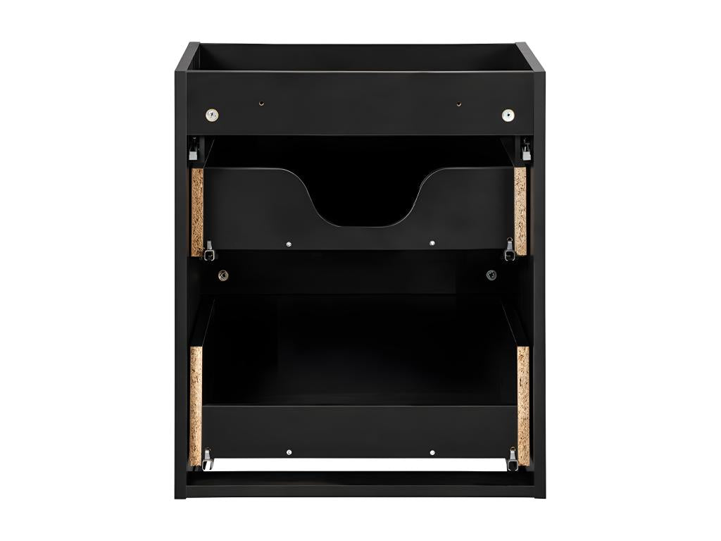 Meuble simple vasque 50cm 2 tiroirs Chezlova Noir et Bois ETLT14824