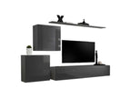 Ensemble meuble salon mural SWITCH V design coloris gris brillant. NLCF35476
