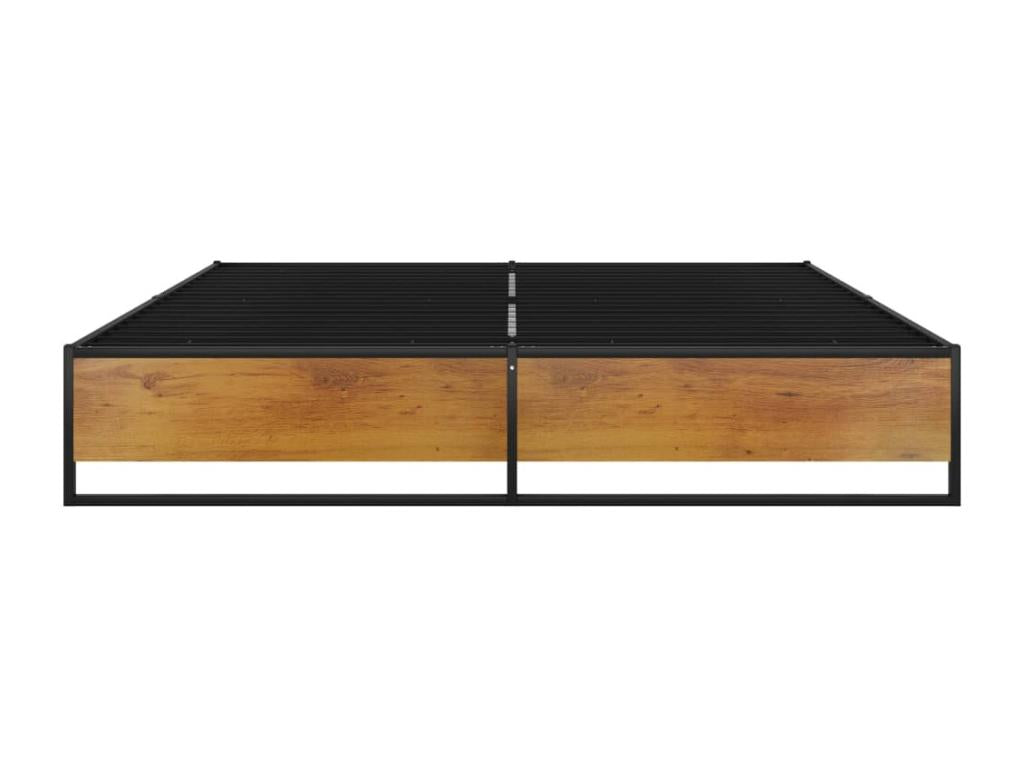 Cadre de lit en bois naturel et métal noir Voza-200x200 LVVL80207