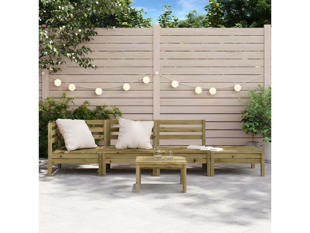 Canapé de jardin 4 places bois de pin imprégné JKJE82334