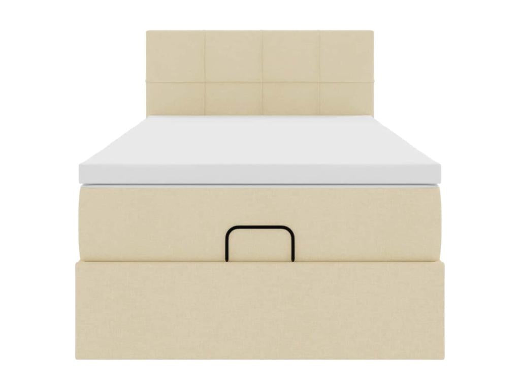 Cadre de lit ottoman avec matelas crème 80x200 cm tissu FLEV13151