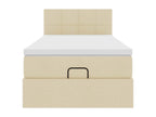 Cadre de lit ottoman avec matelas crème 80x200 cm tissu FLEV13151