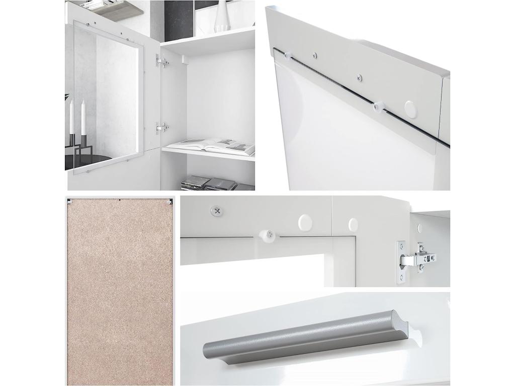 Vitrine Corps En Noir Mat/façades En Noir Mat Avec Une Bordure En Crème Haute Brillance WRCJ24358