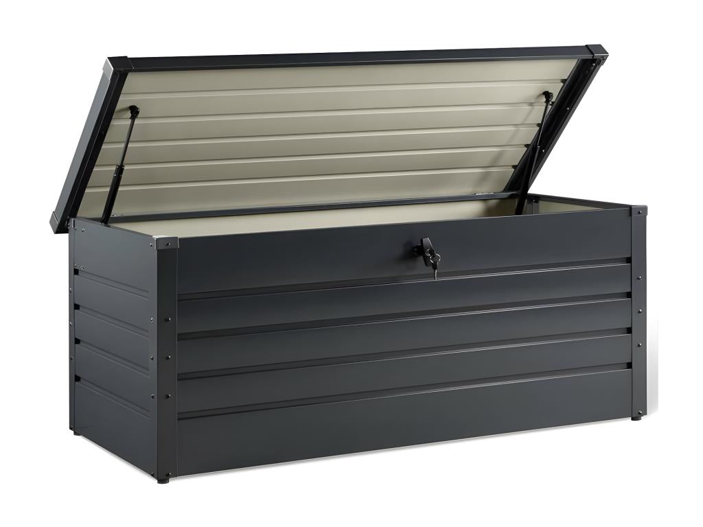 Coffre de jardin métal verrouillable 600 lt résistant anthracite STRONG DRWB81025