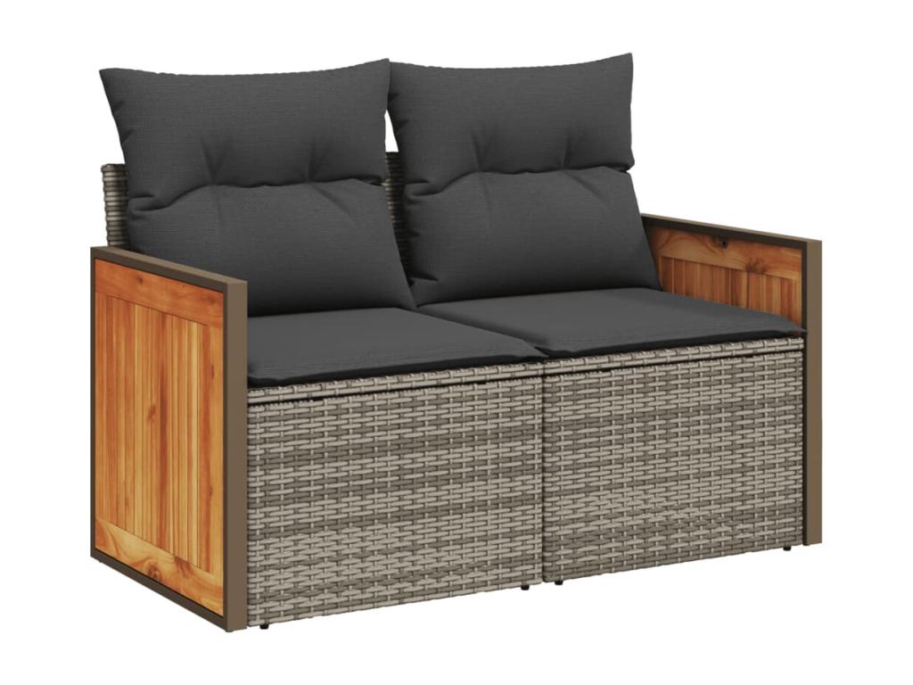 Salon de jardin avec coussins 7 pcs gris résine tressée QNNV53305