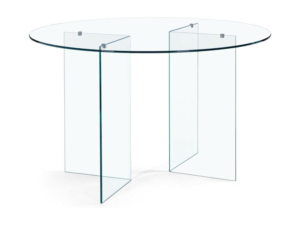 Table de salle à manger design ronde en verre transparent 6 places D130 - Chezlova OAJI05153