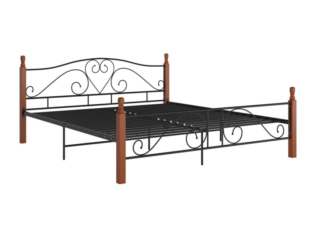 Cadre de lit Noir Métal 200x200 cm OPMA14466