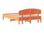 Cadre de lit et tête de lit cire marron 160x200 bois de pin UNQF08729