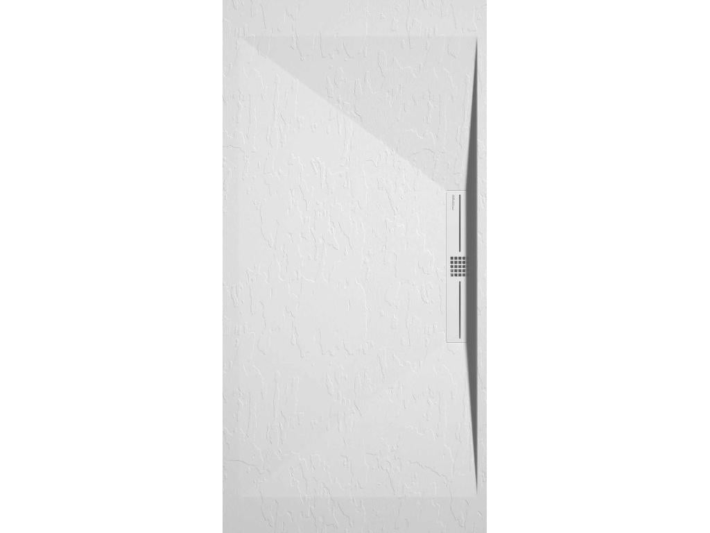 Receveur de douche Blanc finition Ardoise Artigeo SIDE grille de couleur - 110x70 cm GPVG14859