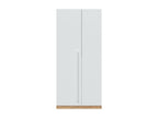 Armoire Chezlova armoire de chambre avec 2 portes battantes armoire avec 3 étagères et tringle à vêtements 90x52h200 cm chêne nouveau et blanc OPVX12637