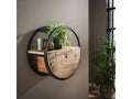 Etagère murale ronde bois recyclé brut 1 tiroir D50 cm CYCLADES ZPOW77984