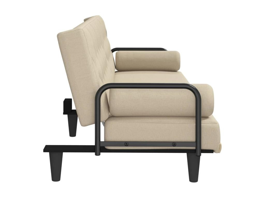 Canapé-lit avec accoudoirs crème tissu QFWX51247