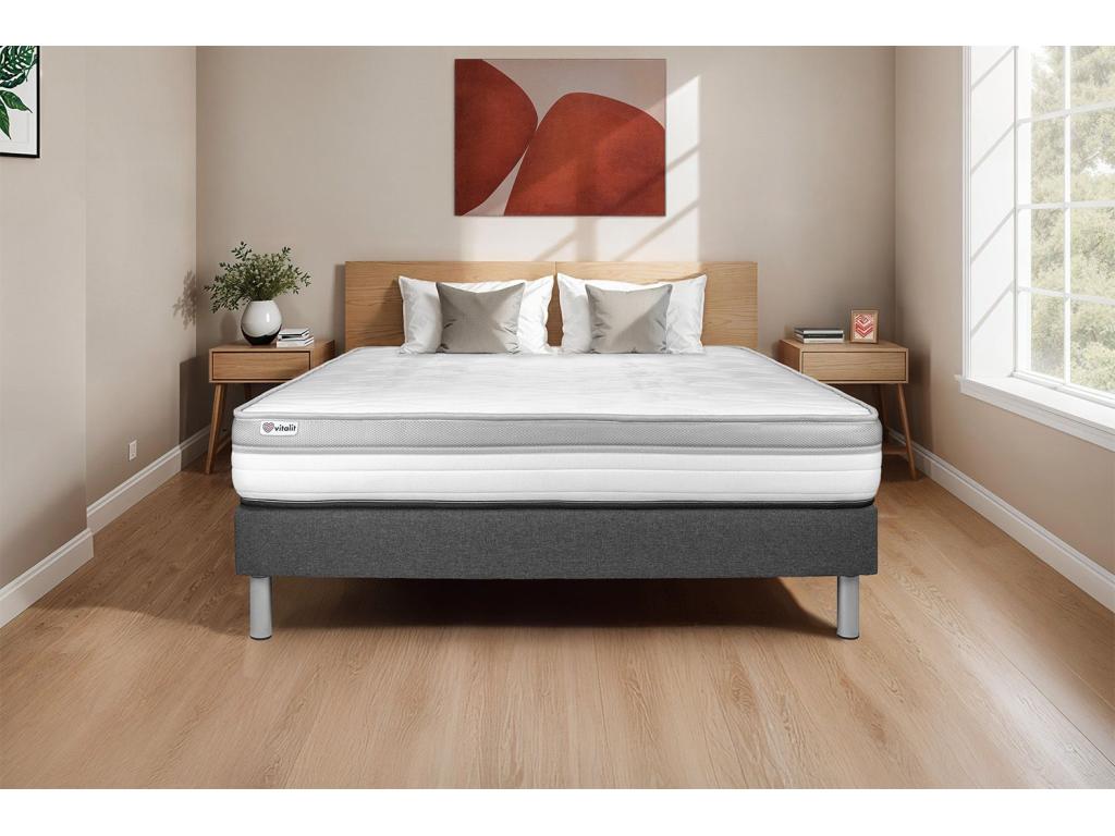 Ensemble VITAL Chezlova 180x200 cm sommier Chezlova gris FOFV03428