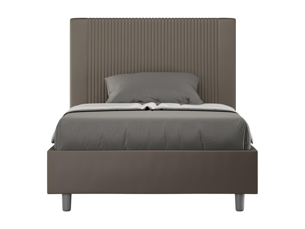 Lit moderne avec tête de lit rayures verticales matelassé simili cuir Bazen-Couleur Marron-90x190 ZUGQ94633