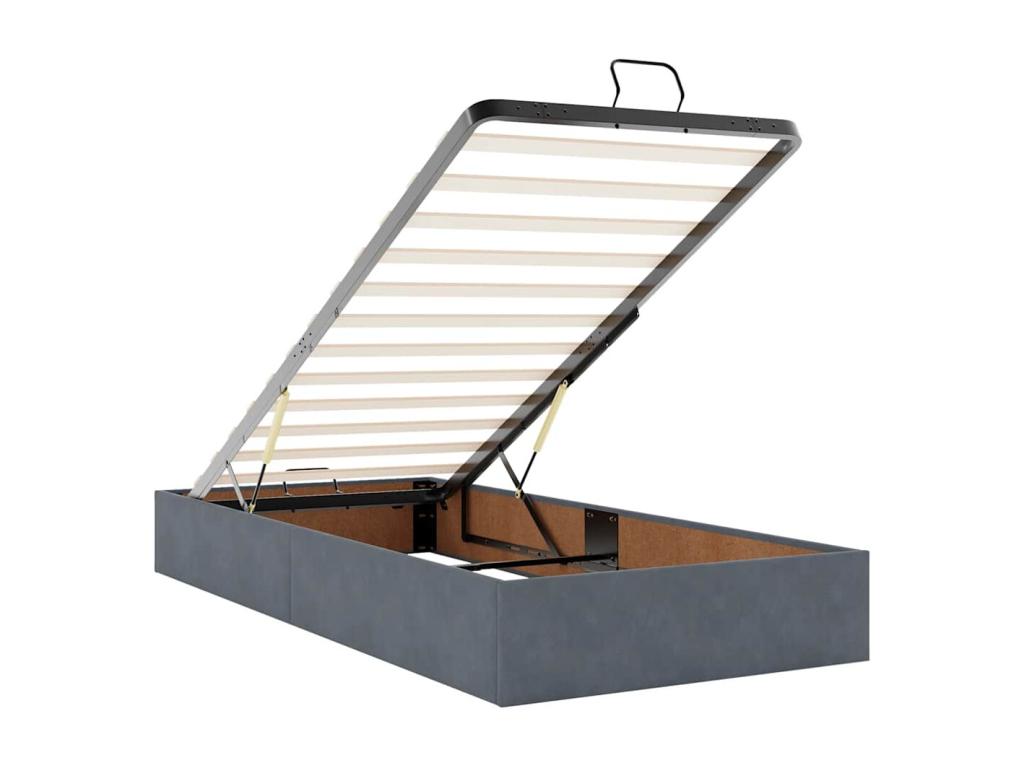 Cadre de lit ottoman avec matelas gris foncé 100x200 cm velours CUDM72777