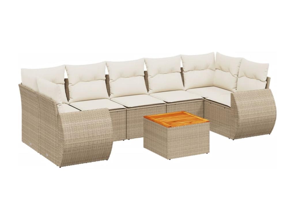 Salon de jardin avec coussins 8 pcs beige résine tressée UKCW73549
