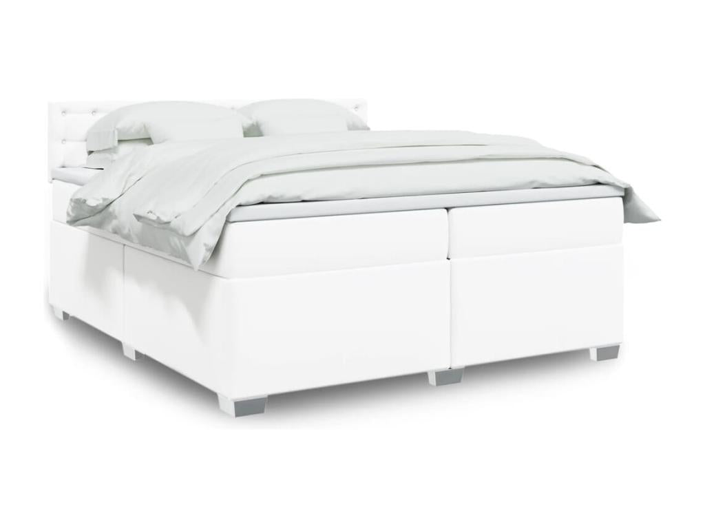 Sommier à Chezlova de lit avec matelas Blanc 200x200cm Similicuir UDXX47105