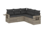Salon de jardin 5 pièces avec coussins gris clair résine tressée LHHE97770