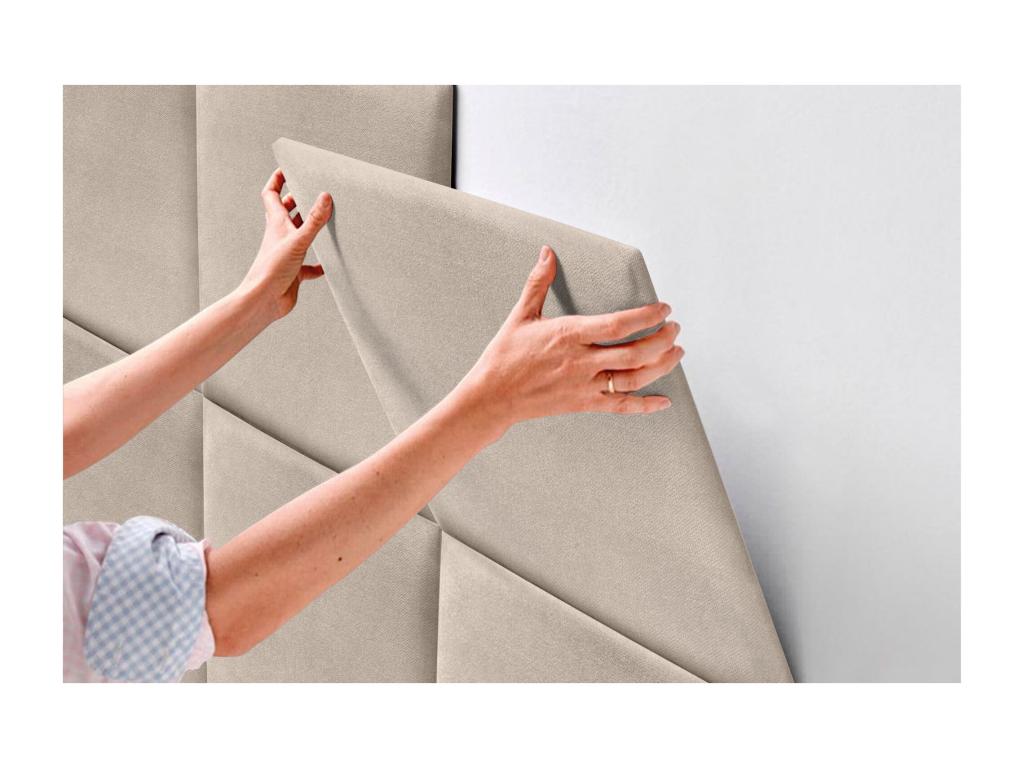 Chezlova Tête de lit tapissée en tissu Aqualine composée de panneaux de lit autocollants interchangeables pour chambre de luxe Beige 135 cm LFTM66184