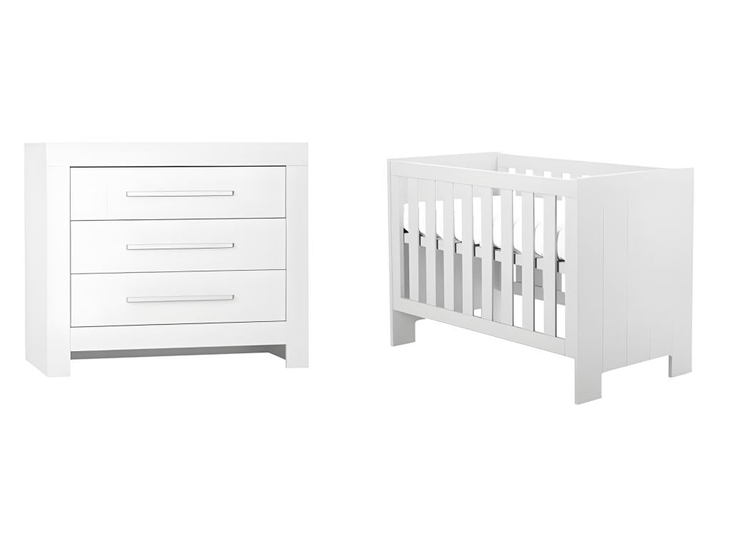 Lit bébé et Commode à langer Calmo Blanc NTAZ71153