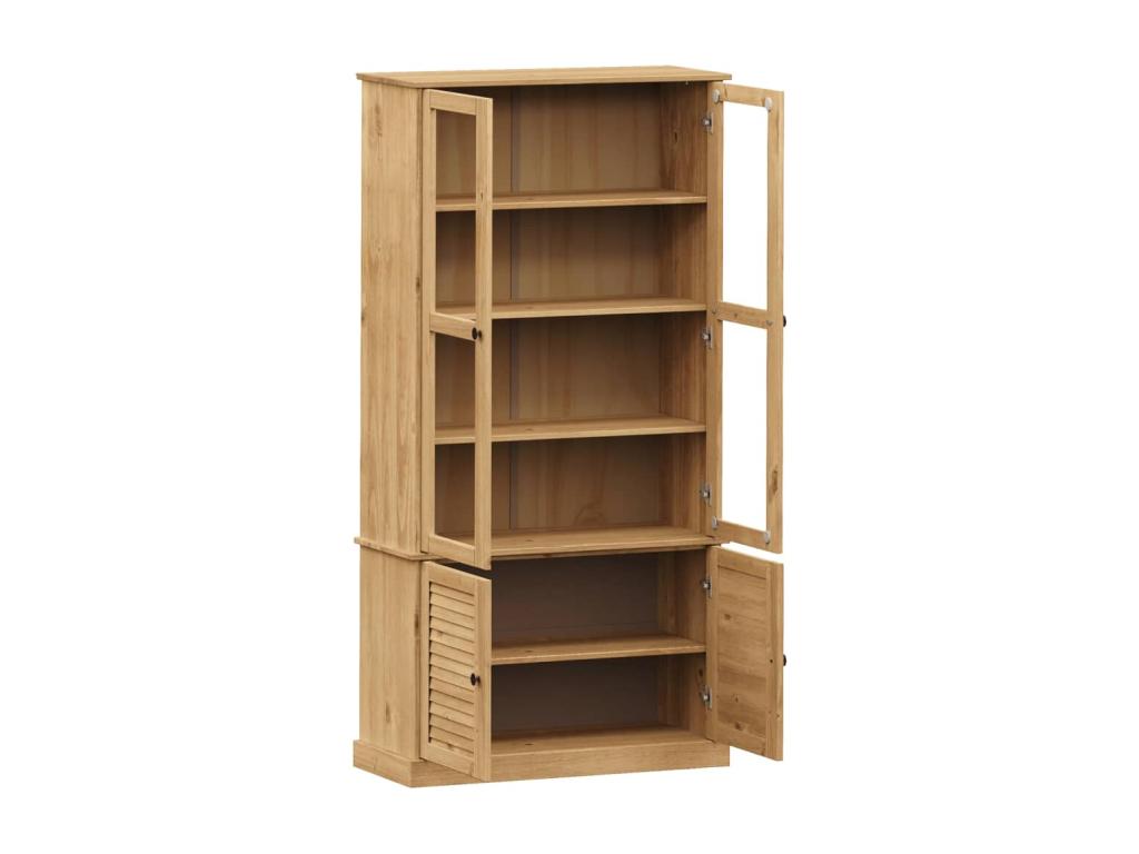 Vitrine en verre Chezlova 85x35x170 cm bois massif de pin UFGT99461