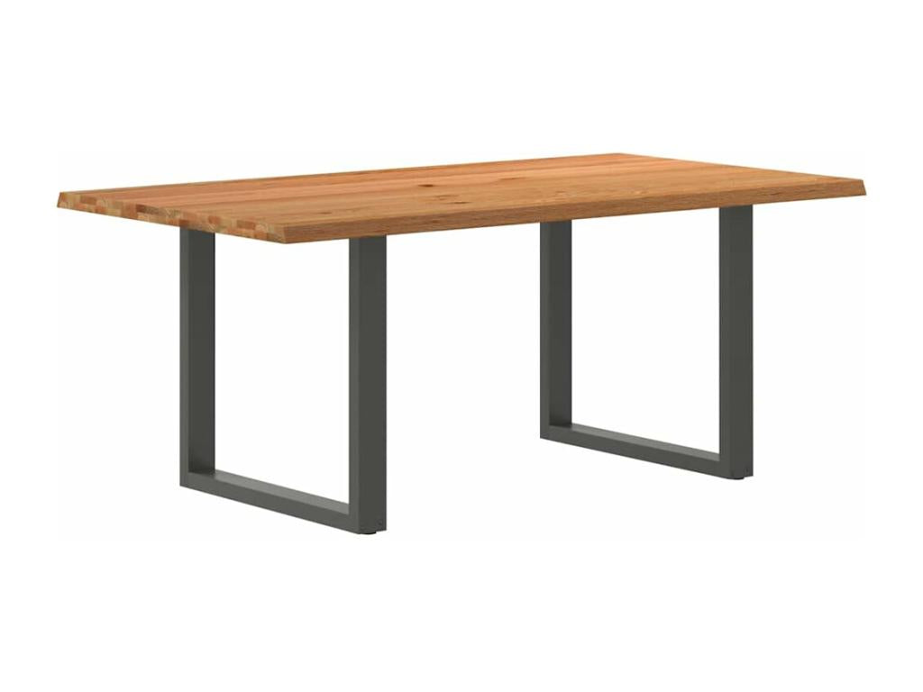 Table à manger marron clair bois de chêne massif rectangulaire CMDU39848