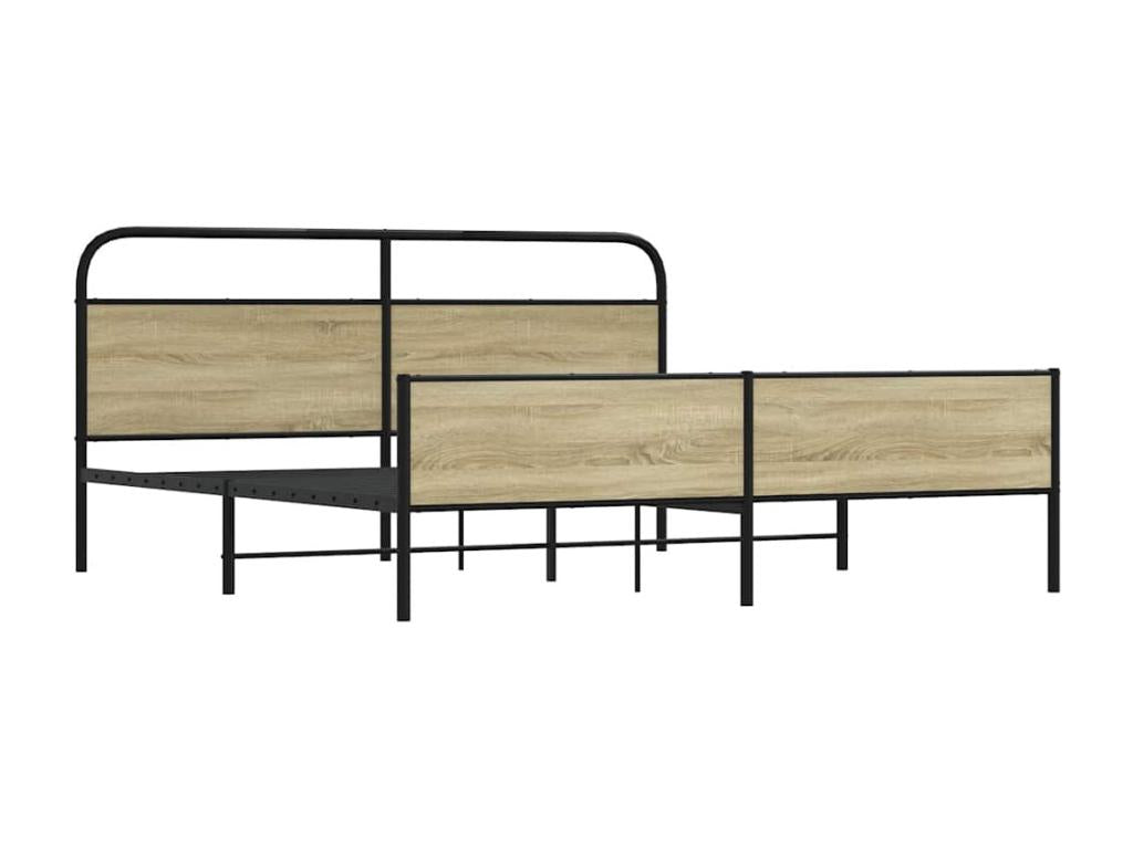 Cadre de lit en métal sans matelas chêne Chezlova 193x203 cm YKYR50574