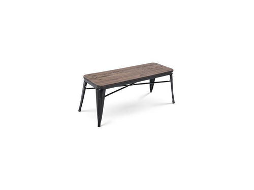 Banc en métal noir mat et assise bois foncé - Style industriel XCVJ88237