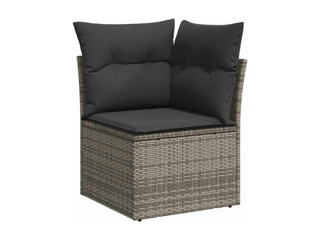 Salon de jardin 8 pièces avec coussins gris résine tressée JNXV45407