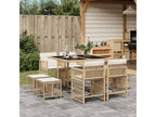 Ensemble à manger de jardin et coussins 9 pièces beige Poly rotin BLLL69389