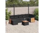 Salon de jardin 8 pcs avec coussins noir résine tressée ICYA38274