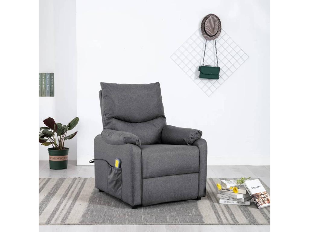 Fauteuil de massage inclinable électrique Gris foncé Tissu 11 NBDR32037