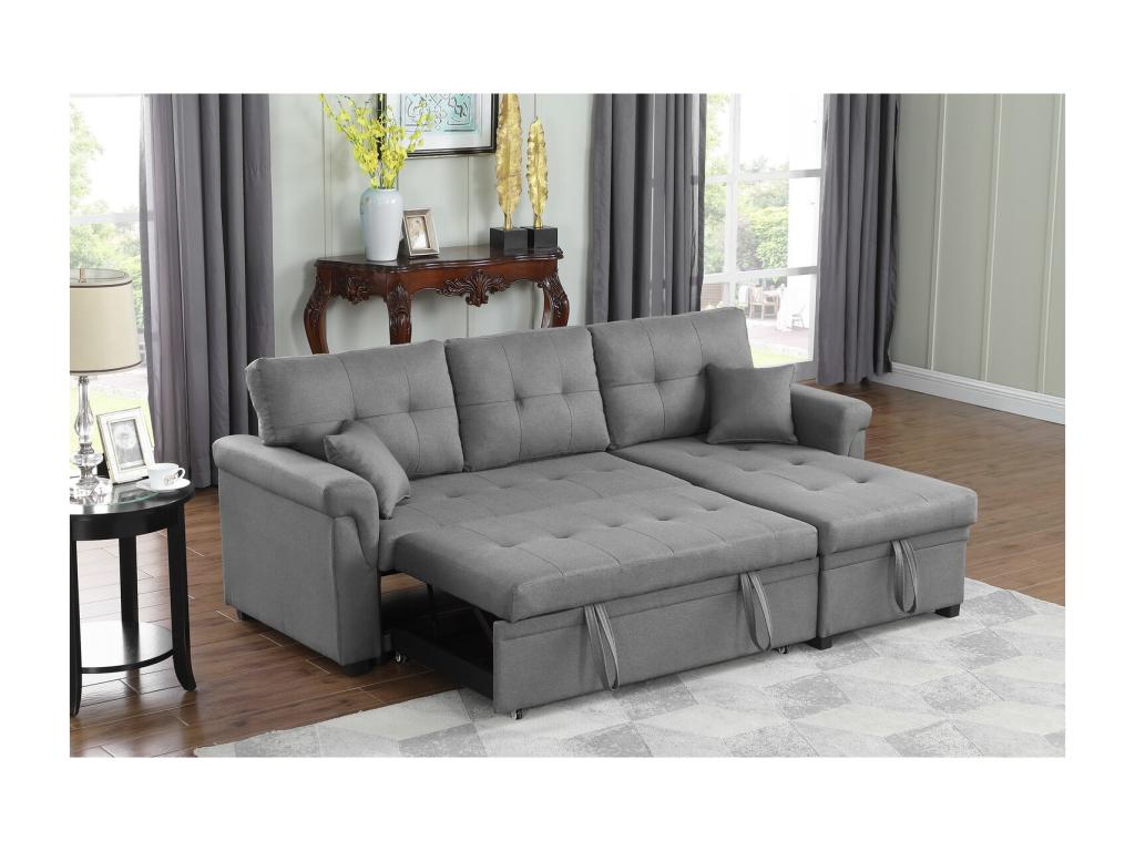 Canapé d'angle convertible 4 places gris clair Chezlova KRLP64661