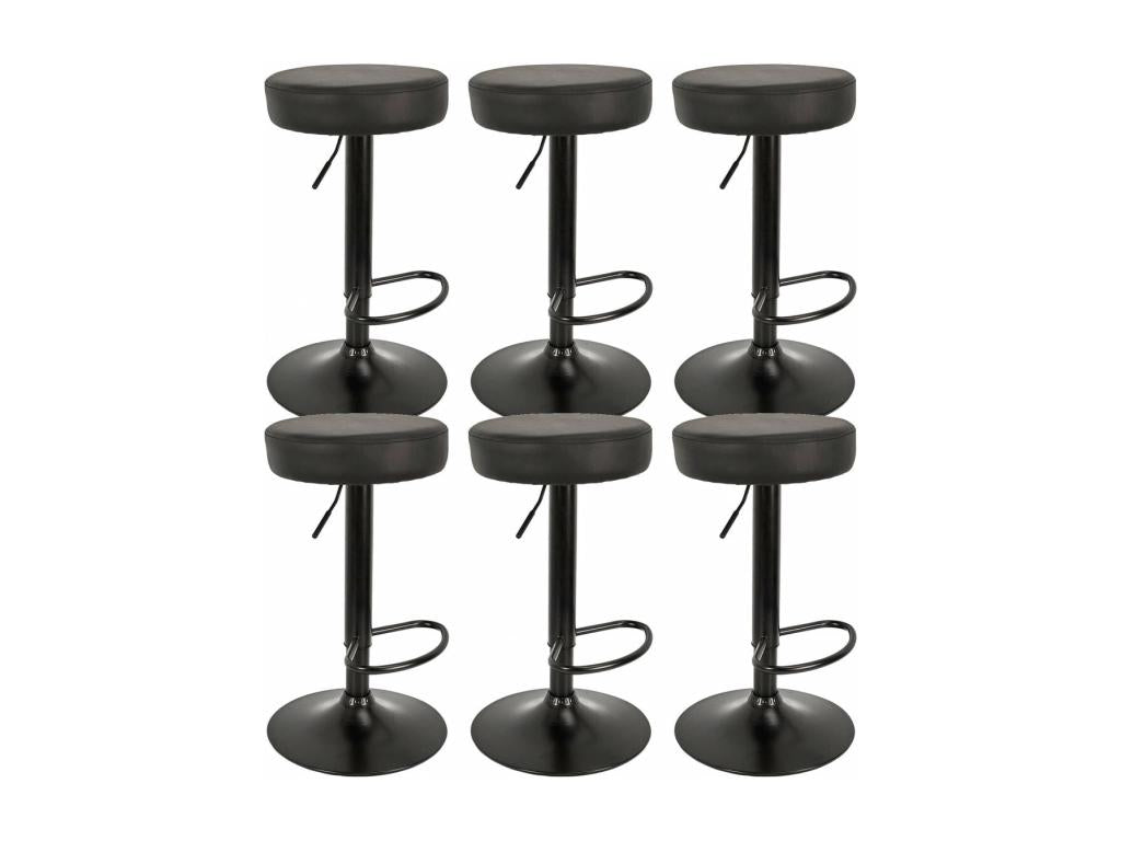 Artigeo - Lot de 6 Tabourets réglables Simili Noir RELY65528