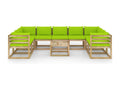 Salon de jardin 10 pcs avec coussins bois de pin imprégné UUCO46907