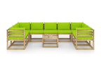 Salon de jardin 10 pcs avec coussins bois de pin imprégné UUCO46907